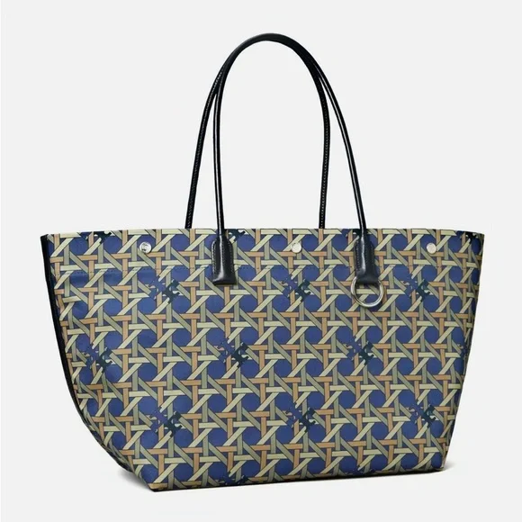 Tory Burch Canvas Basketweave Large Tote - Picture 1 of 4